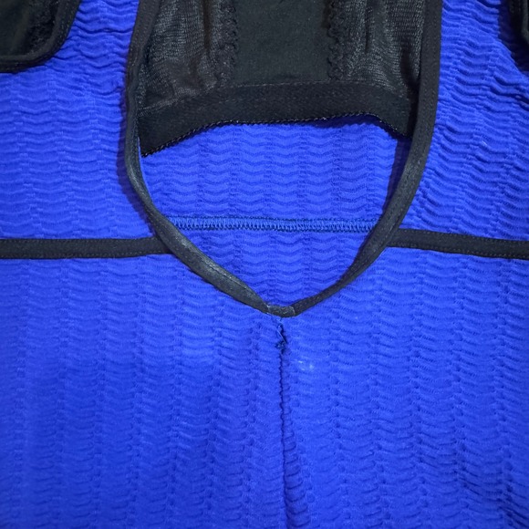 Vintage Anne Klein Blue One Piece Swimsuit Textured Size 10 USA Made - Picture 4 of 10